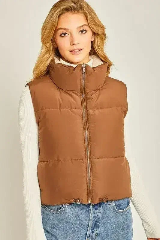 Gilet réversible uni tissé