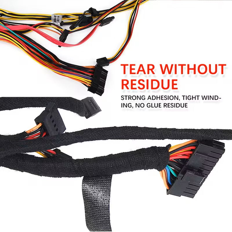 Ruban électrique thermorésistant de 5 mètres – Polyester noir pour voiture et gestion de câbles