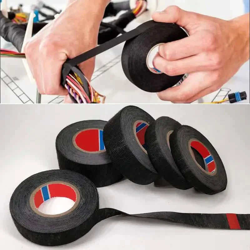 Ruban électrique thermorésistant de 5 mètres – Polyester noir pour voiture et gestion de câbles