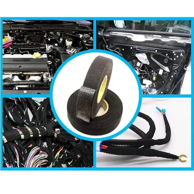 Ruban électrique thermorésistant de 5 mètres – Polyester noir pour voiture et gestion de câbles