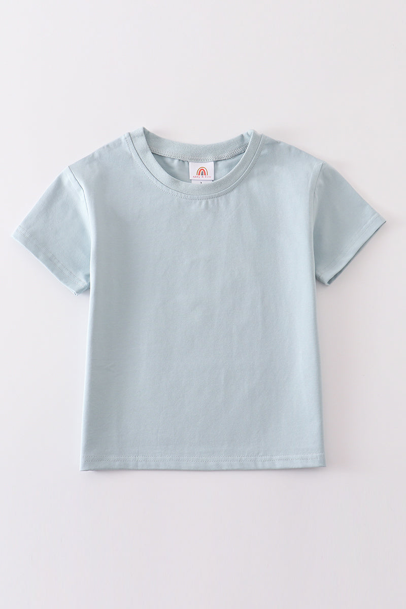 T-shirt uni bleu basique Adultes Enfants et bébés