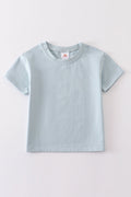 T-shirt uni bleu basique Adultes Enfants et bébés