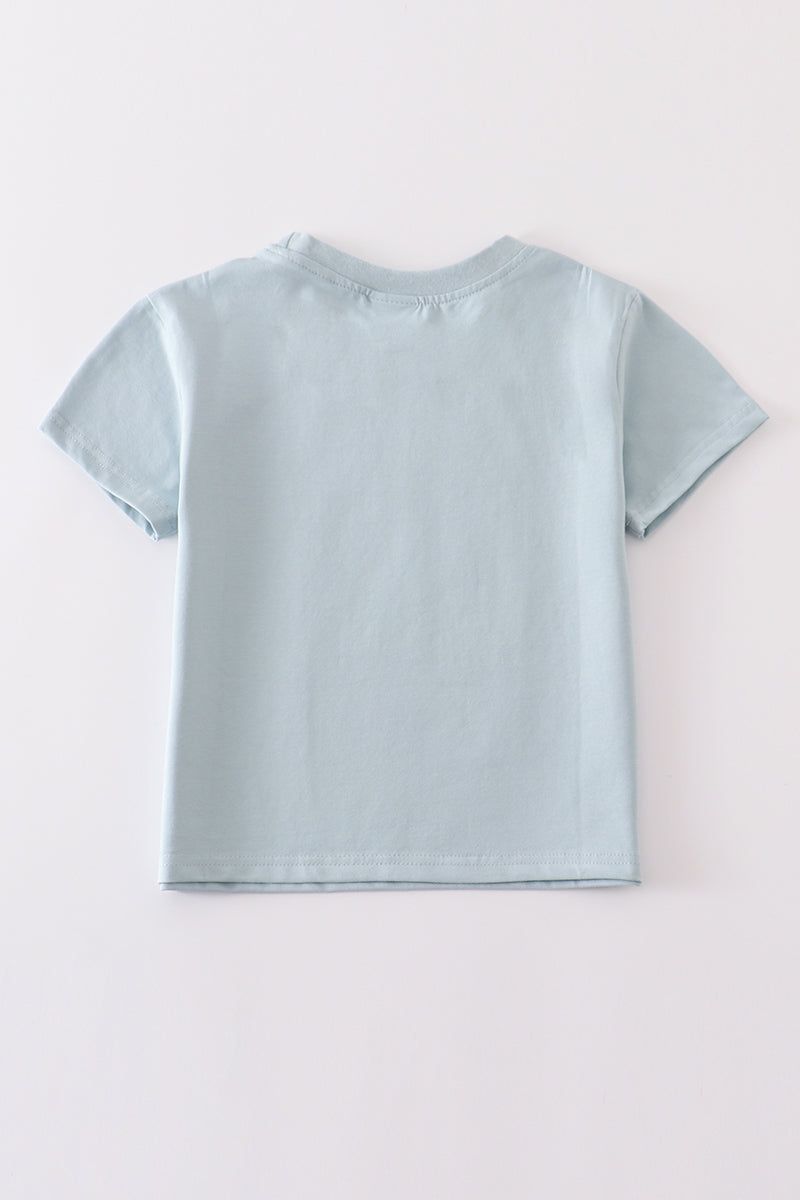 T-shirt uni bleu basique Adultes Enfants et bébés