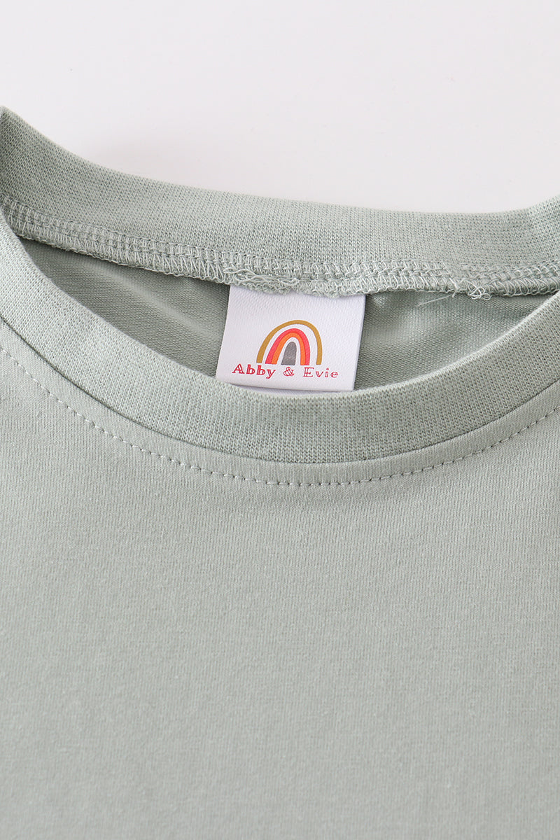 T-shirt basique vierge sauge Adulte Enfants et bébé bulle