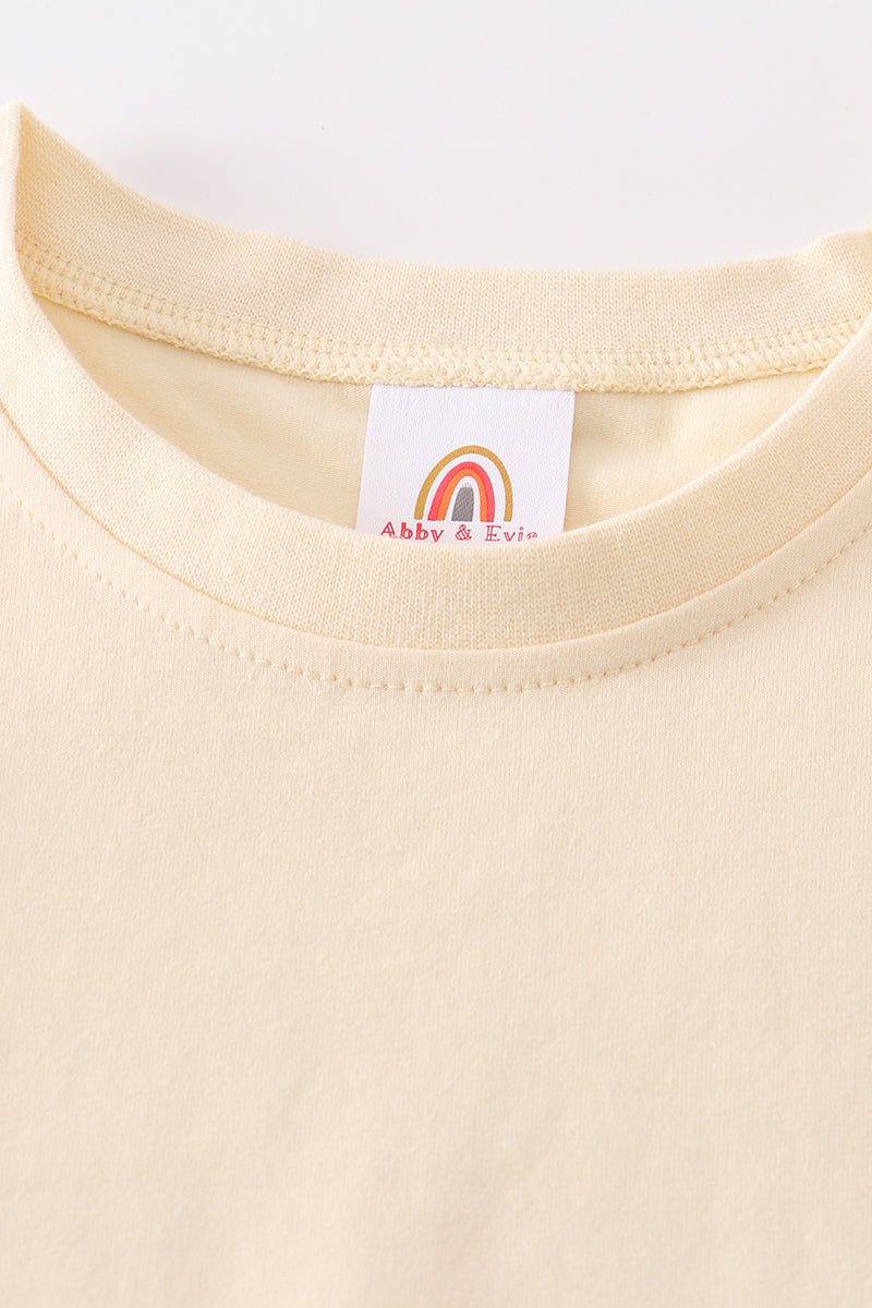 T-shirt uni beige basique adulte enfant et bébé bulle