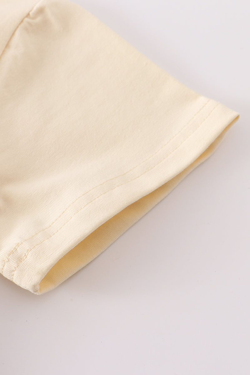 T-shirt uni beige basique adulte enfant et bébé bulle