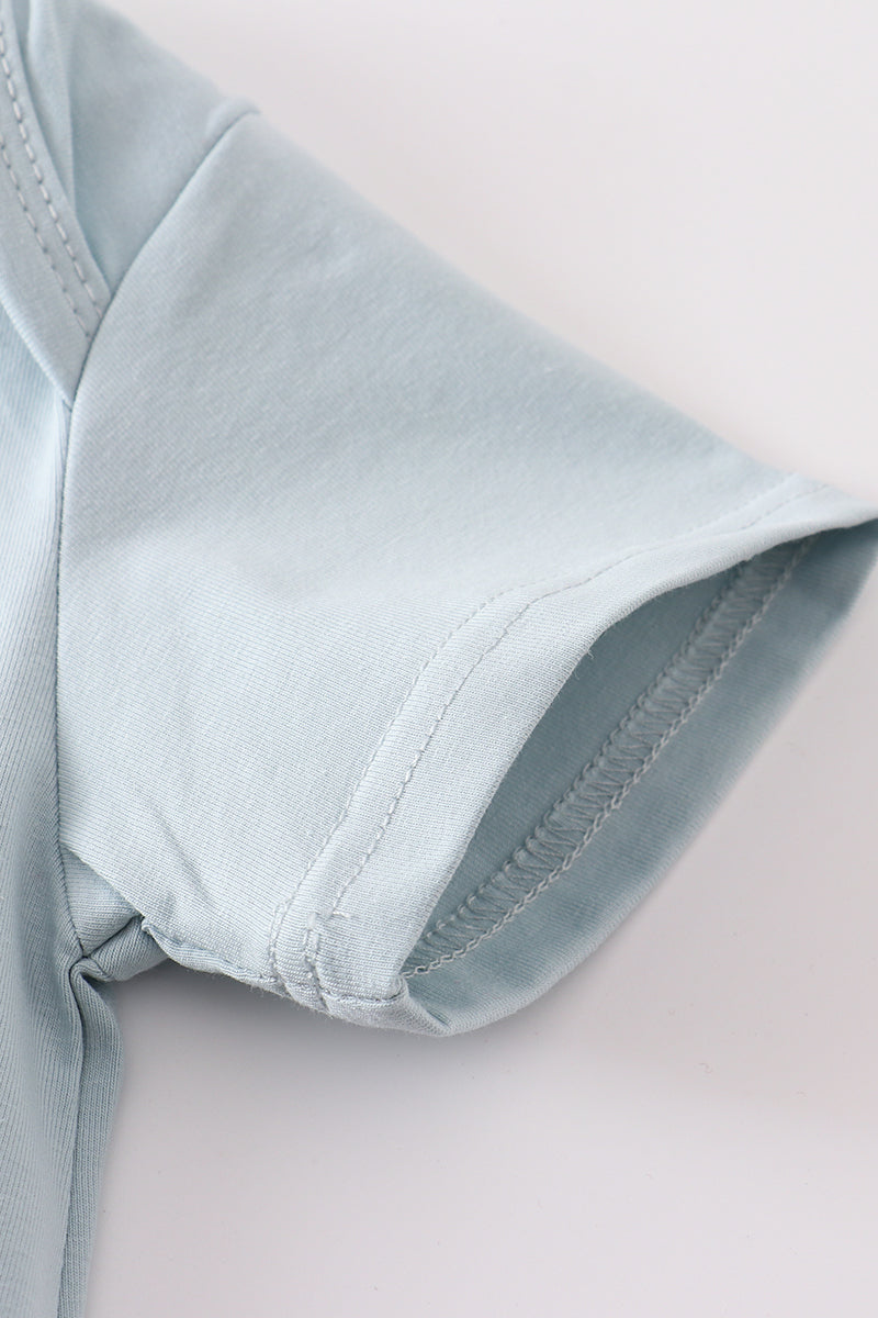 T-shirt uni bleu basique Adultes Enfants et bébés
