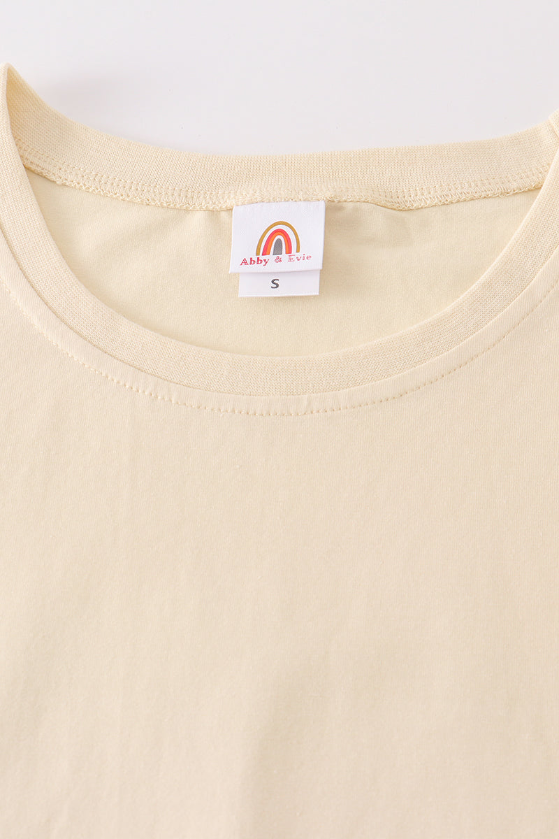 T-shirt uni beige basique adulte enfant et bébé bulle