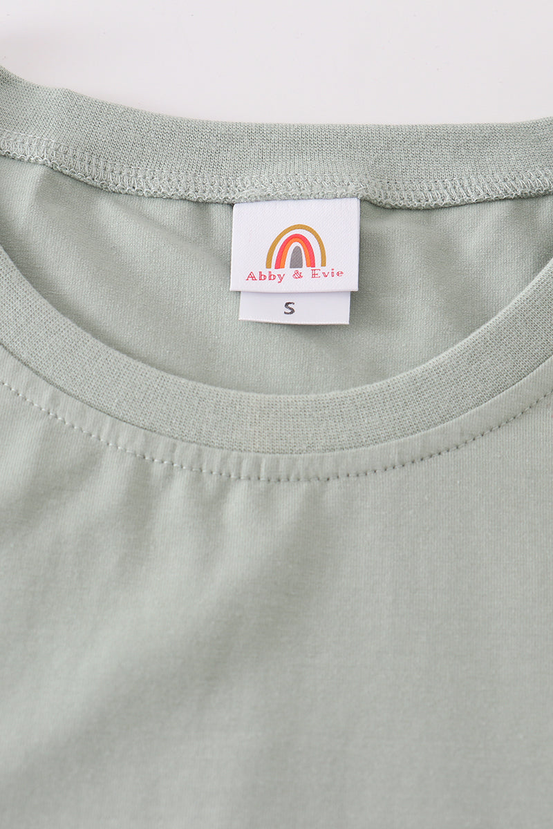 T-shirt basique vierge sauge Adulte Enfants et bébé bulle