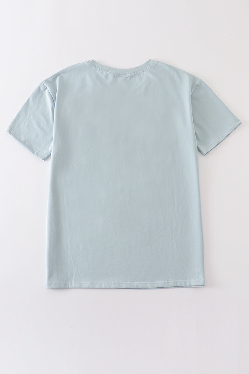 T-shirt uni bleu basique Adultes Enfants et bébés