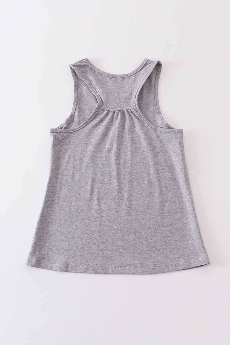 Débardeur basique uni gris chiné pour enfants, adolescents et adultes