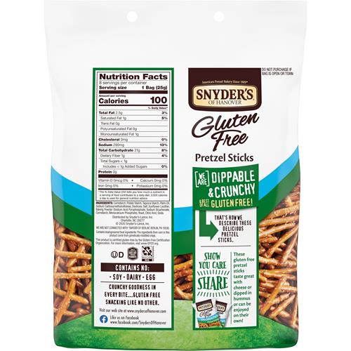 Bâtonnets de Bretzels Sans Gluten Snyders Of Hanover, Paquets Individuels de 100 Calories, 8 unités