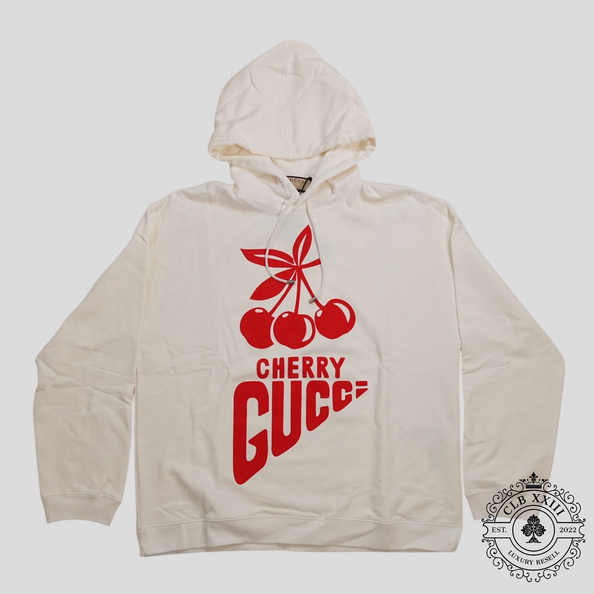 Sweat à capuche Gucci imprimé cerises blanc