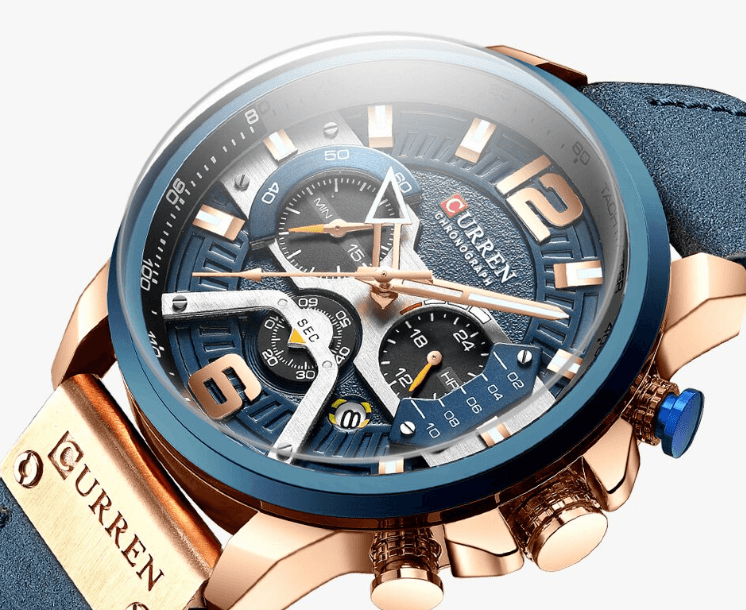 Montre Sport Homme Étanche Avec Bracelets en Cuir, Chronomètres et Grands Chiffres Détails Montres de Luxe Design Unique Excellent Cadeau