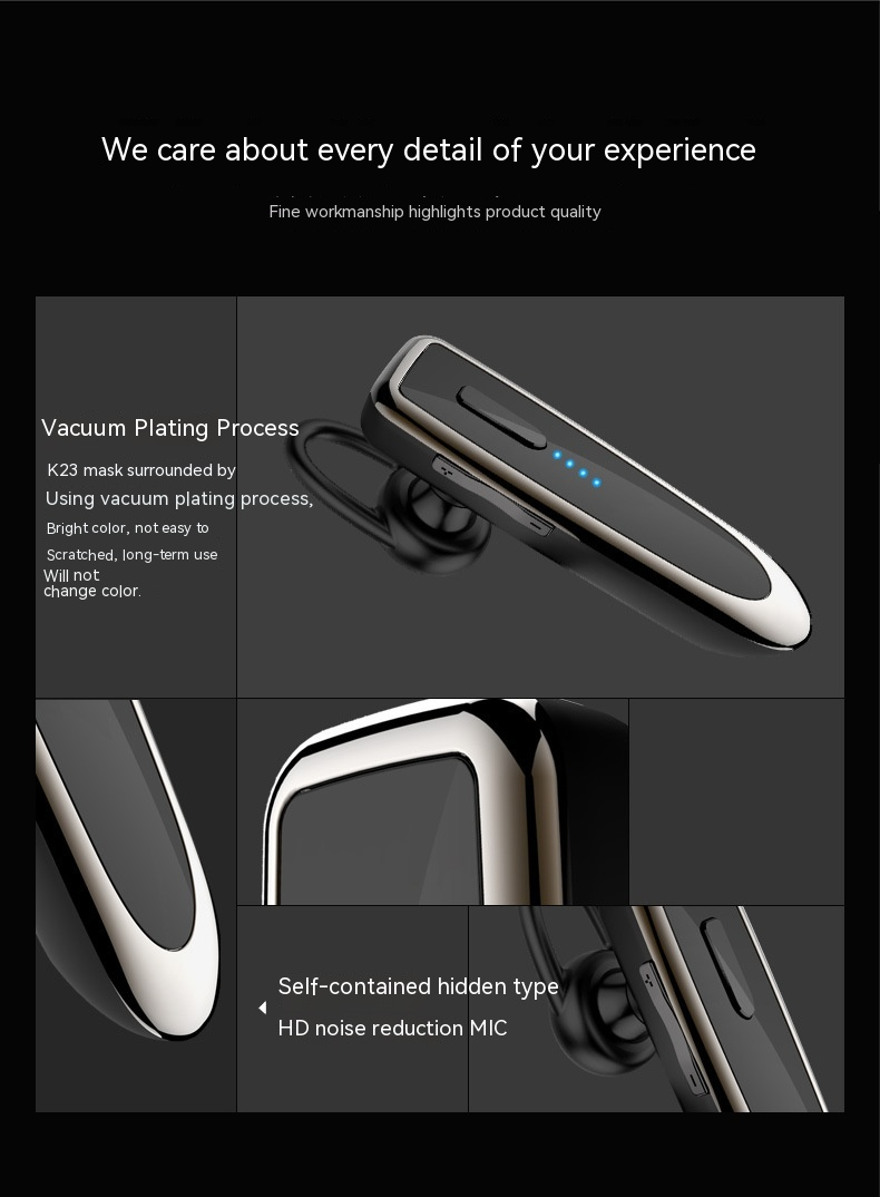 Casque Bluetooth 5.0 avec réduction de bruit double micro, autonomie de 16h en conversation, oreillette mains-libres sans fil pour chauffeurs routiers, mini oreillette sans fil.