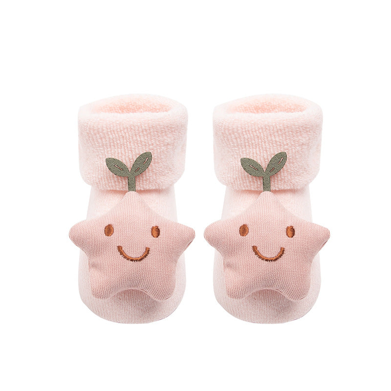 Chaussettes Bébé Noël Antidérapantes Courtes pour Nouveau-nés Hiver Chauds Filles Garçons Dessin Animé