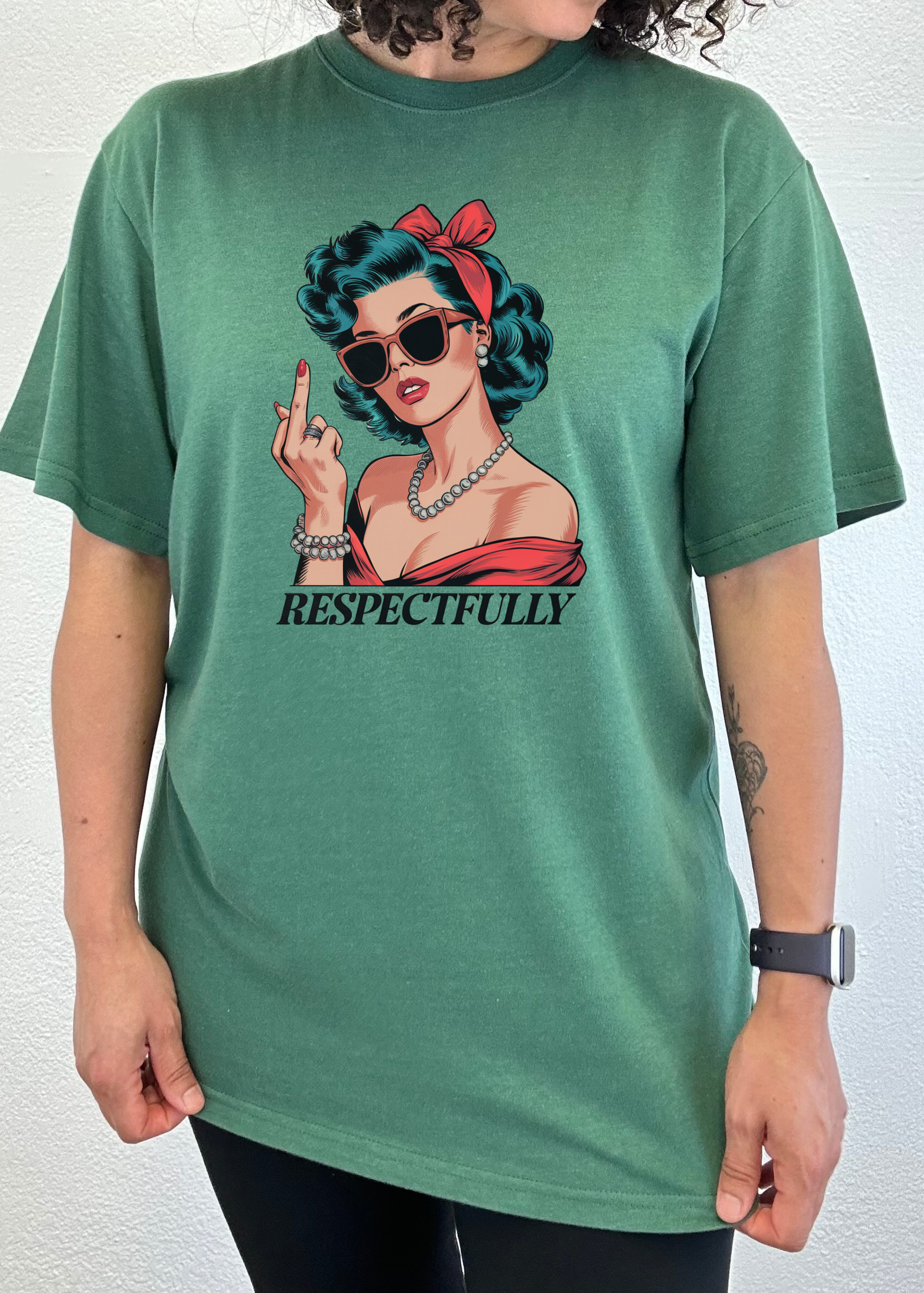 T-shirt unisexe en bambou et coton à motif « Respectfully Middle Finger »