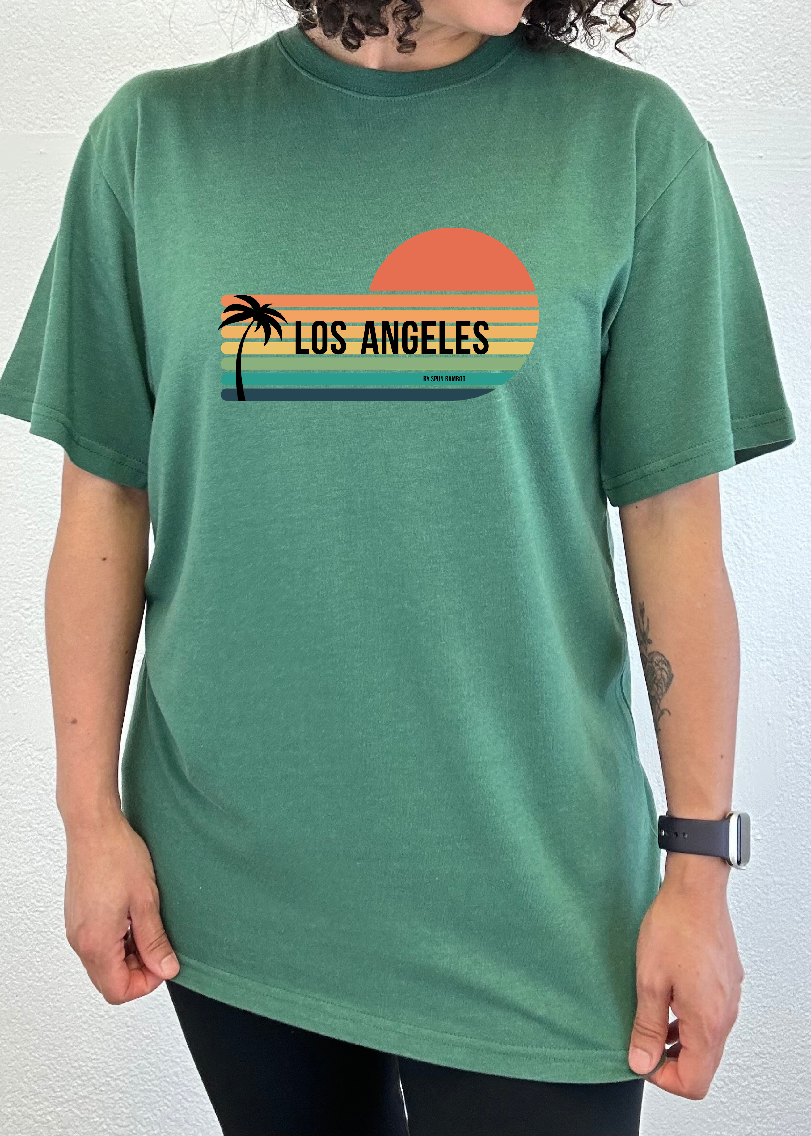 T-shirt unisexe à manches courtes à motif Los Angeles Spun Bamboo en viscose de bambou/coton biologique