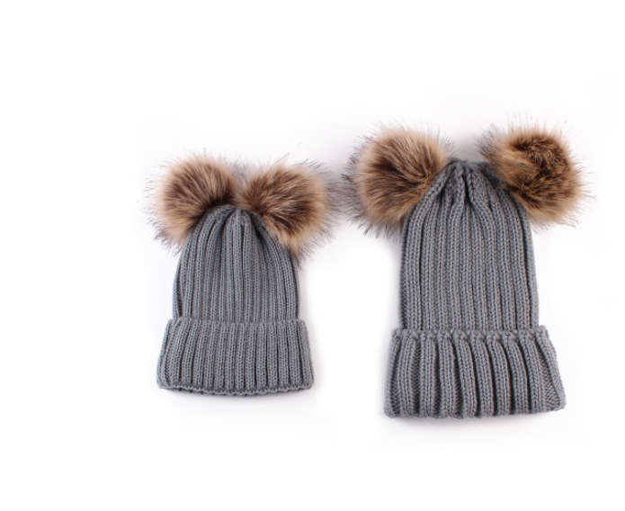 Tendance moderne Enfants Hiver Bébé Tout-petit Chapeau Casquette avec deux pompons doubles Oreilles Chapeau drôle