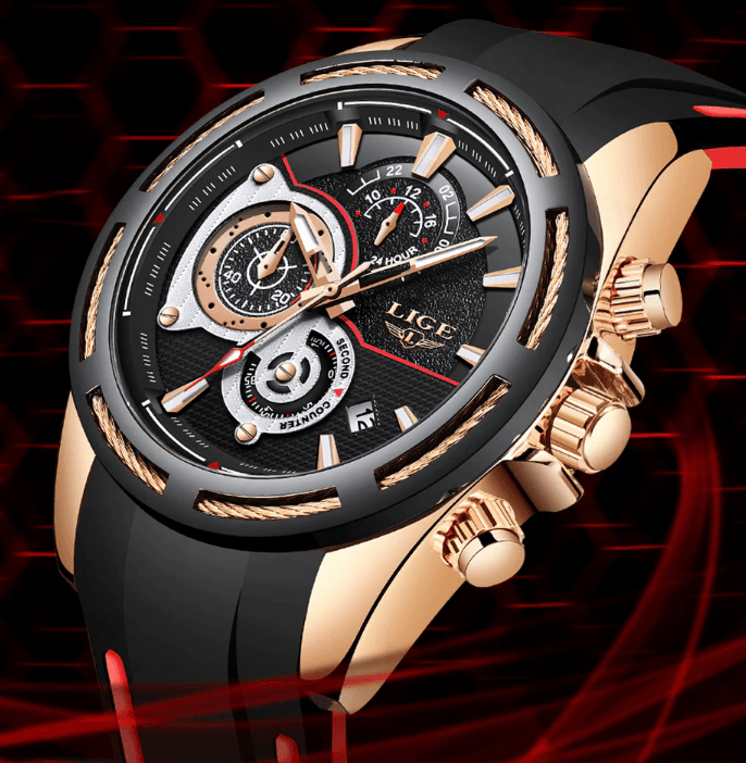 Montre moderne étanche pour homme avec bracelets en caoutchouc Montres multifonctions Design unique Cadeau parfait