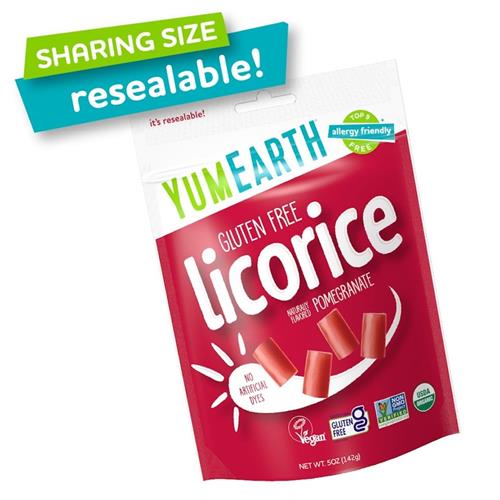Yumearth Réglisse biologique à la grenade sans gluten en sachets individuels – Convient aux personnes allergiques, sans gluten, sans OGM, végétalien, sans arômes ni colorants artificiels – 142 g (paquet de 1)