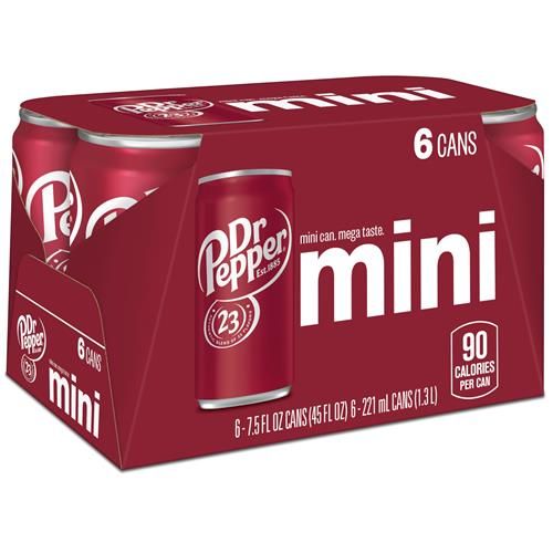 Dr Pepper - Mini Canettes, 221 ml, paquet de 6