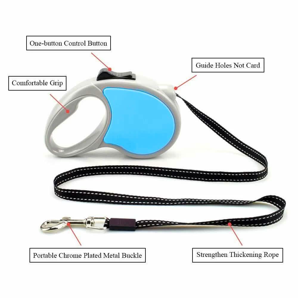Laisse rétractable automatique pour chien ou chat de 4,8 m