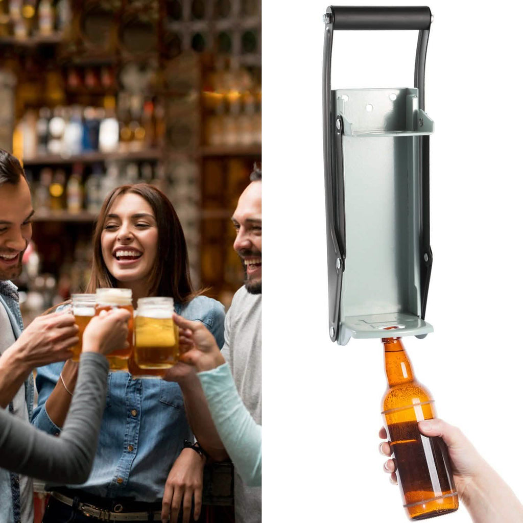 Broyeur de canettes 16 oz, métal robuste avec ouvre-bouteille, mural