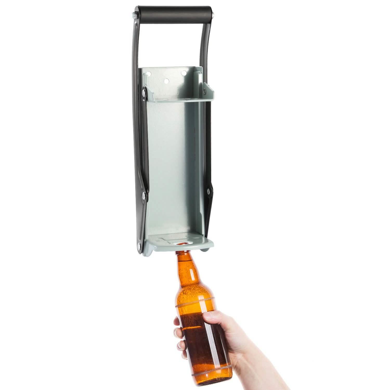 Broyeur de canettes 16 oz, métal robuste avec ouvre-bouteille, mural