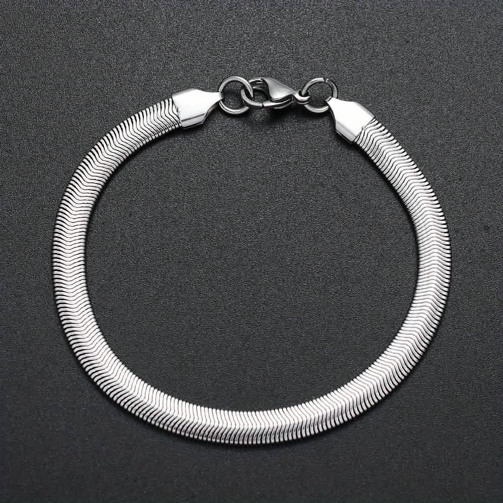 Bracelet chaîne serpent unisexe en acier inoxydable 6 mm