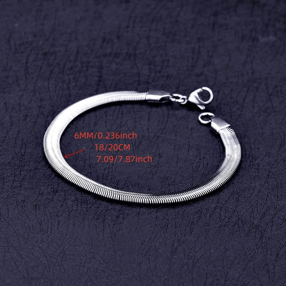 Bracelet chaîne serpent unisexe en acier inoxydable 6 mm