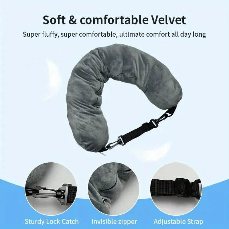 Oreiller de voyage et organiseur – Grand, polyester, fermeture éclair, lavable en machine