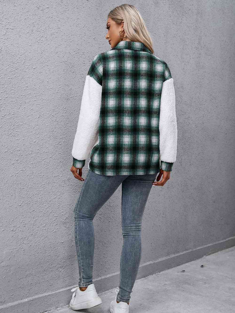 Veste boutonnée à col et carreaux, moderne et intemporelle, veste décontractée simple pour femme, veste classique