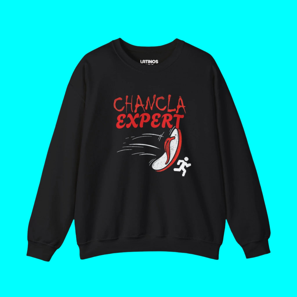 Chancla Expert Fleece-Lined Crewneck Sweater | Mother's Day Joke Design Latino Pride Funny Viral Pullover