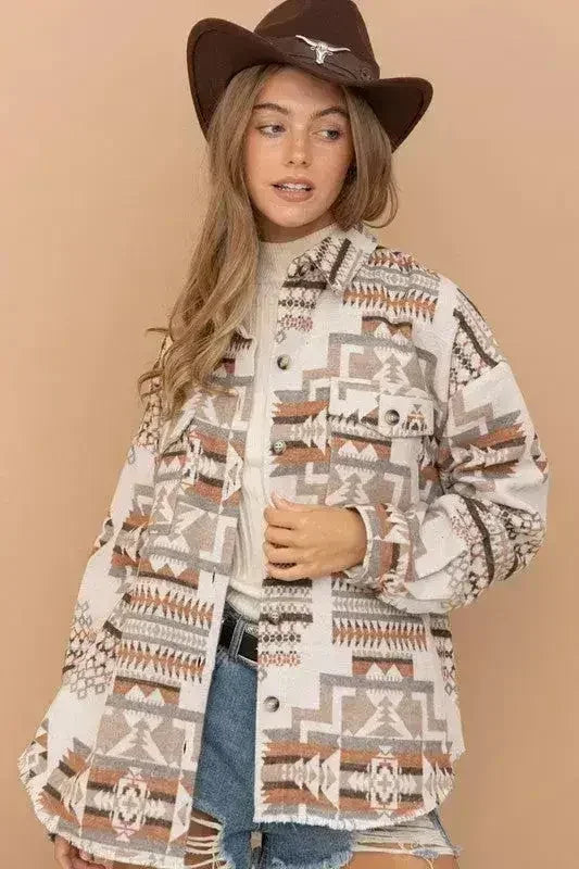 Shacket western aztèque effiloché