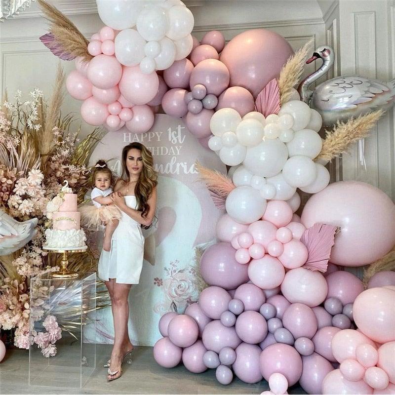 Lot de 175 ballons guirlande arche rose violet pour décoration de fond de fête d'anniversaire de mariage, douches nuptiales, décoration d'anniversaire de fille