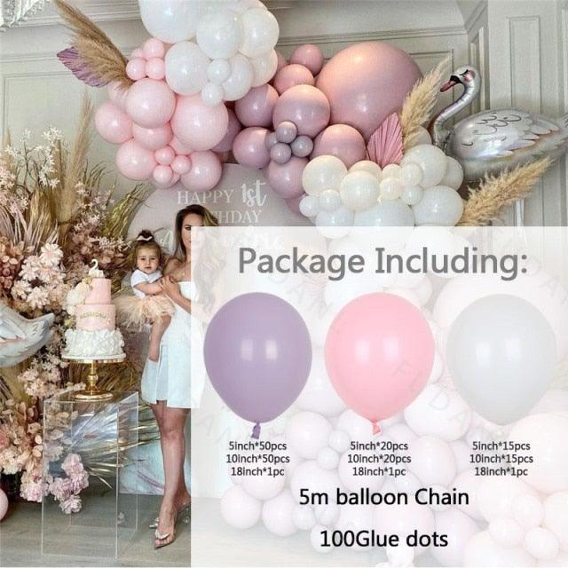 Lot de 175 ballons guirlande arche rose violet pour décoration de fond de fête d'anniversaire de mariage, douches nuptiales, décoration d'anniversaire de fille