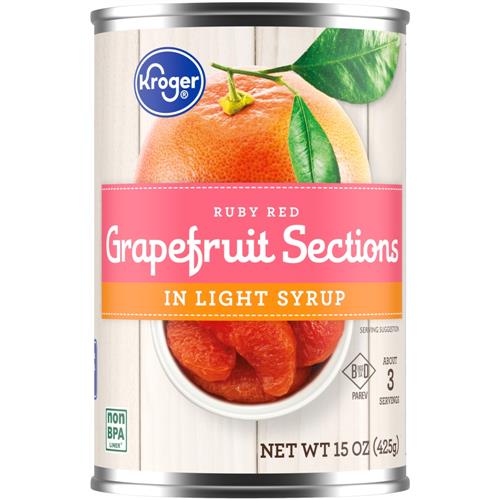Sections de pamplemousse rouge rubis en conserve Kroger au sirop léger 425 g