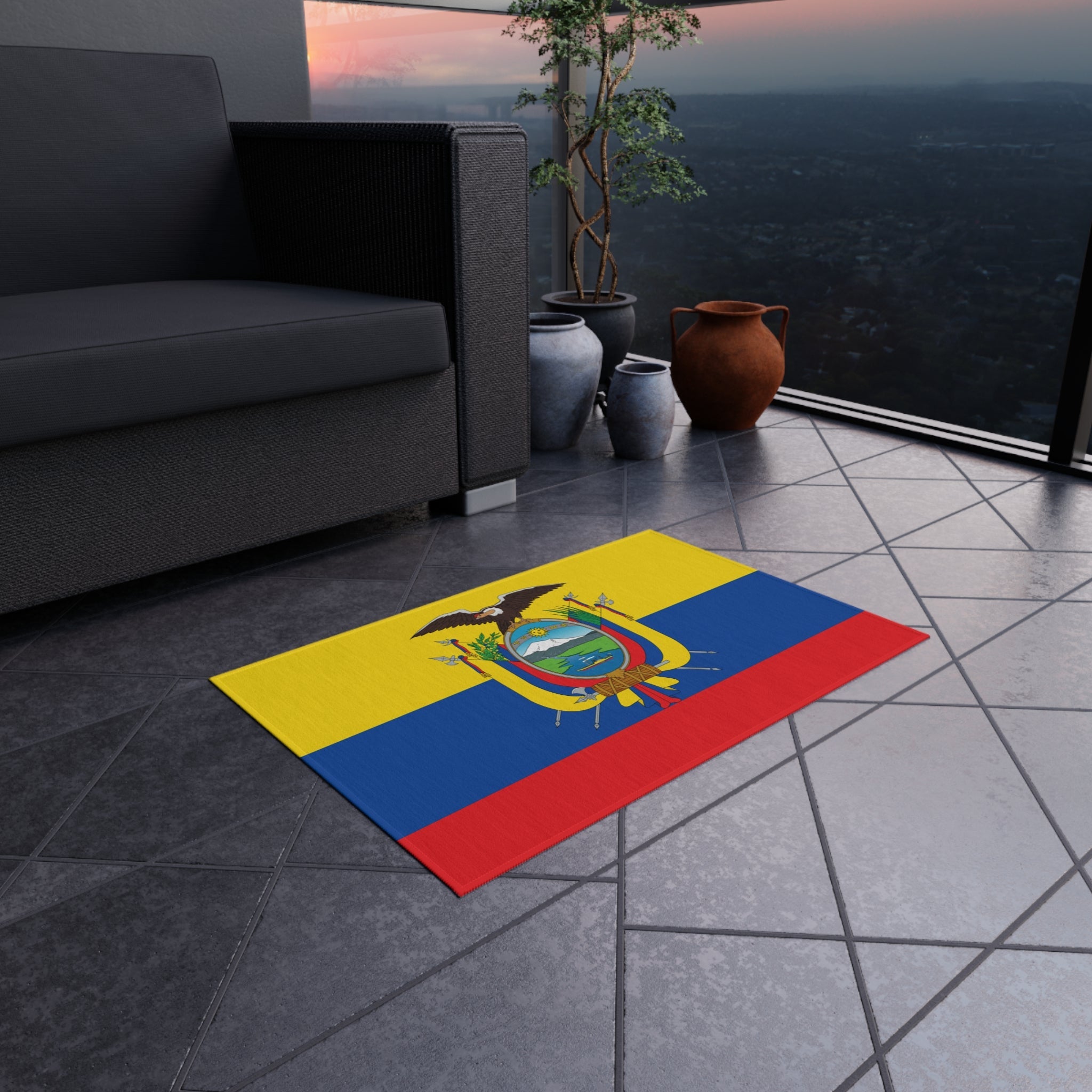 Paillasson extérieur antidérapant drapeau de l'Équateur | Copa América | 24"x36"