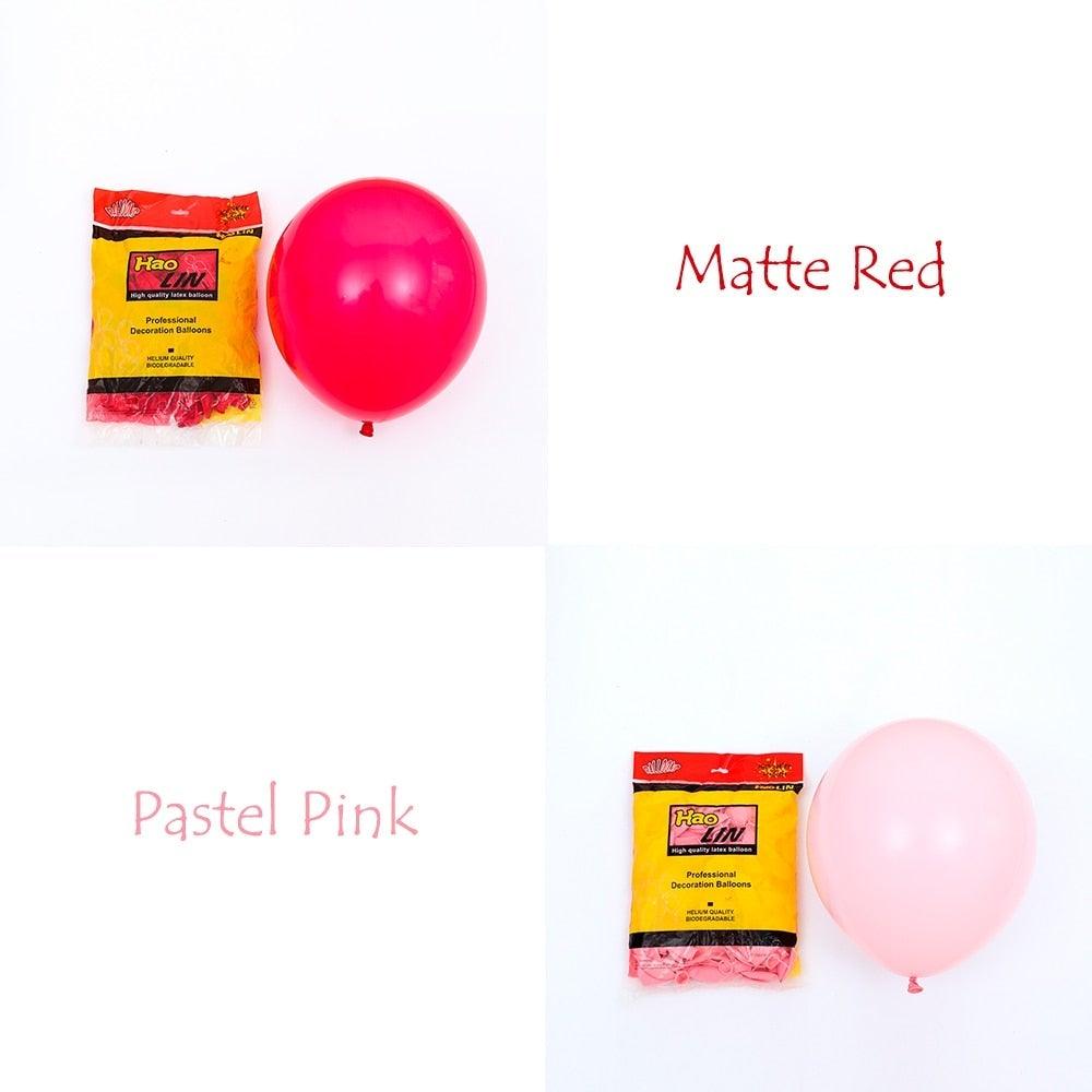 Kit de guirlande de ballons 177 pièces en latex mat, rose pastel et rouge rubis pour la Saint-Valentin, les mariages, la décoration de fêtes à la maison, les fêtes prénuptiales, les ballons rouges pour les anniversaires de filles.
