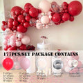 Kit de guirlande de ballons 177 pièces en latex mat, rose pastel et rouge rubis pour la Saint-Valentin, les mariages, la décoration de fêtes à la maison, les fêtes prénuptiales, les ballons rouges pour les anniversaires de filles.