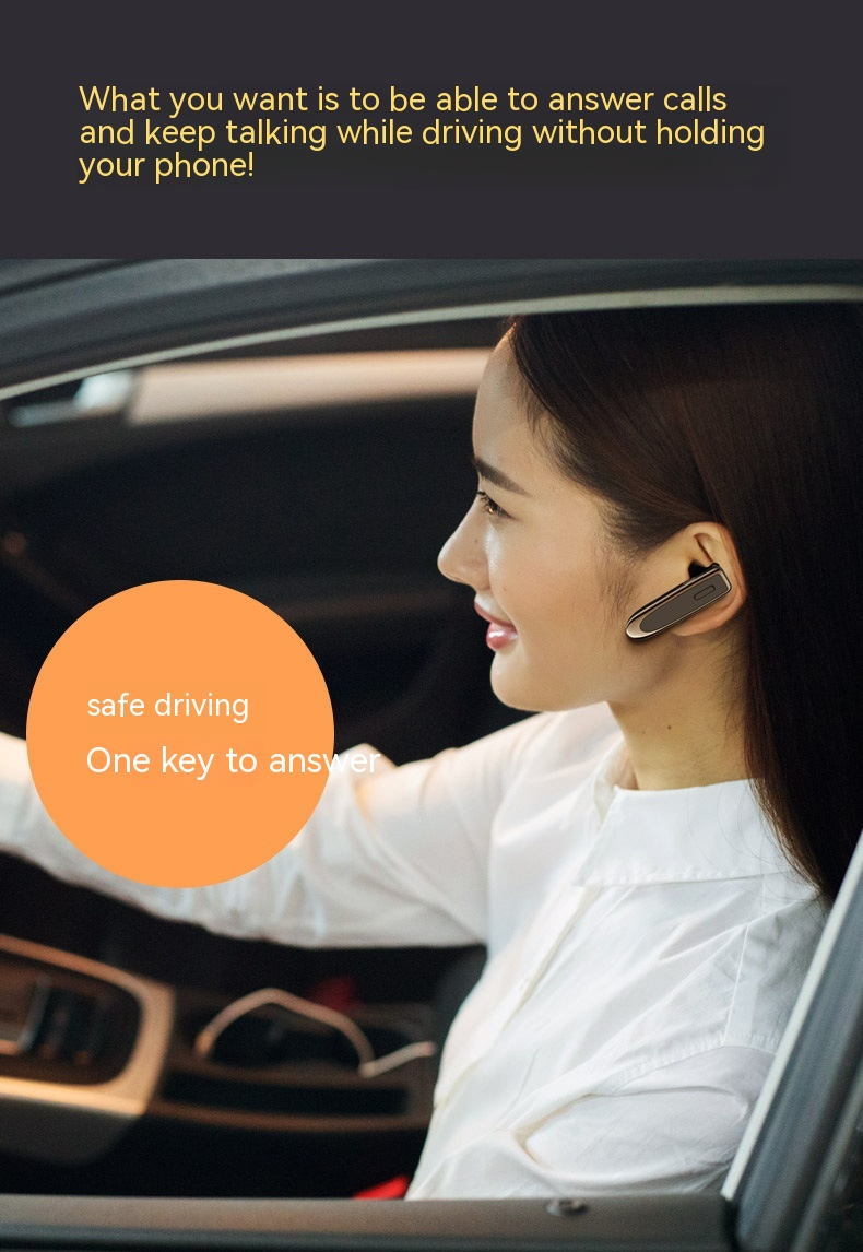 Casque Bluetooth 5.0 avec réduction de bruit double micro, autonomie de 16h en conversation, oreillette mains-libres sans fil pour chauffeurs routiers, mini oreillette sans fil.