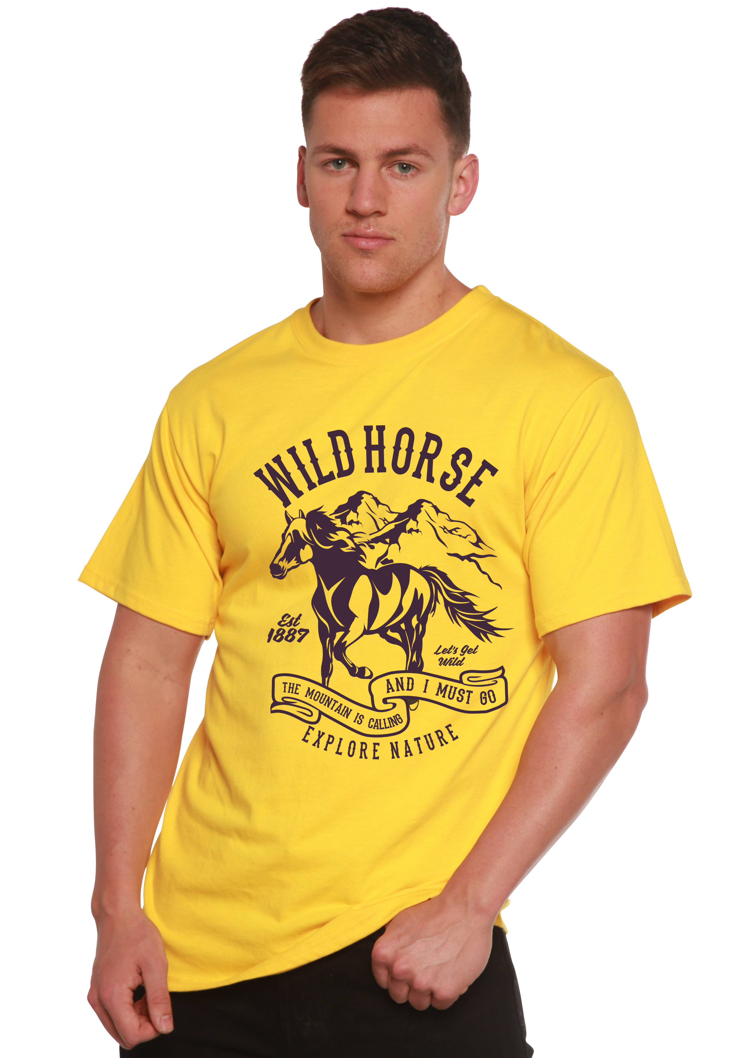 T-Shirt Graphique à Manches Courtes Wild Horse Spun Bamboo® en Viscose de Bambou/Coton Biologique pour Homme