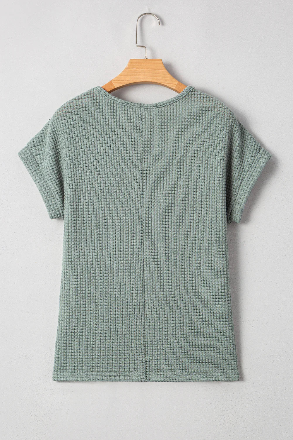 Haut en maille gaufrée patchwork vert brumeux