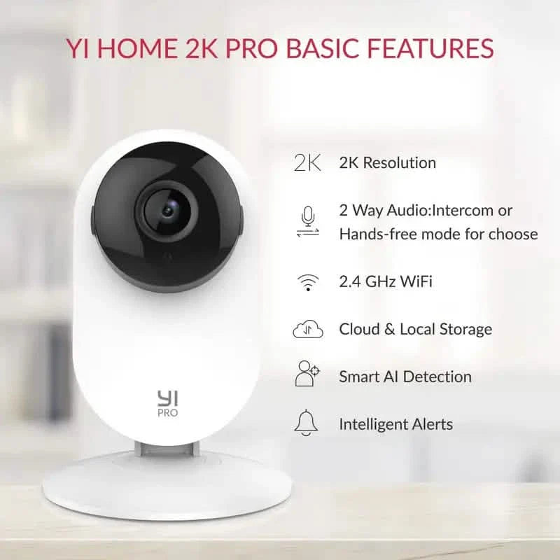 Caméra Wi-Fi 2K HD intérieure/extérieure – Vision nocturne couleur, audio bidirectionnel, suivi des mouvements