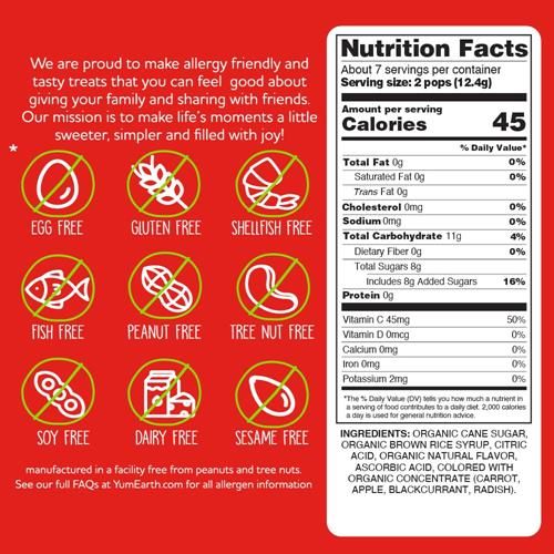 Sucettes bio Yumearth, lot varié, 14 saveurs fruitées préférées, hypoallergéniques, sans gluten, sans OGM, végétaliennes, sans arômes ni colorants artificiels