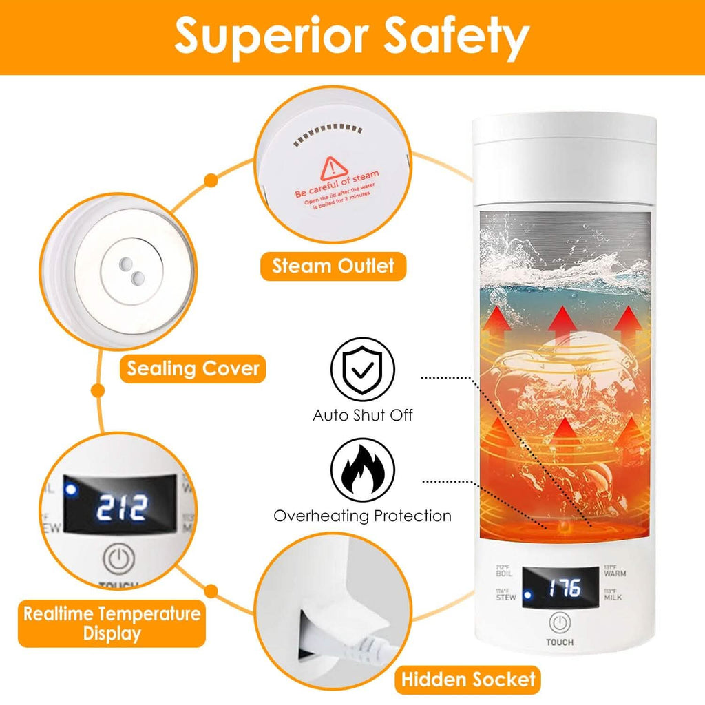 Bouilloire de voyage électrique en acier inoxydable de 17 oz avec 4 modes de température préprogrammés