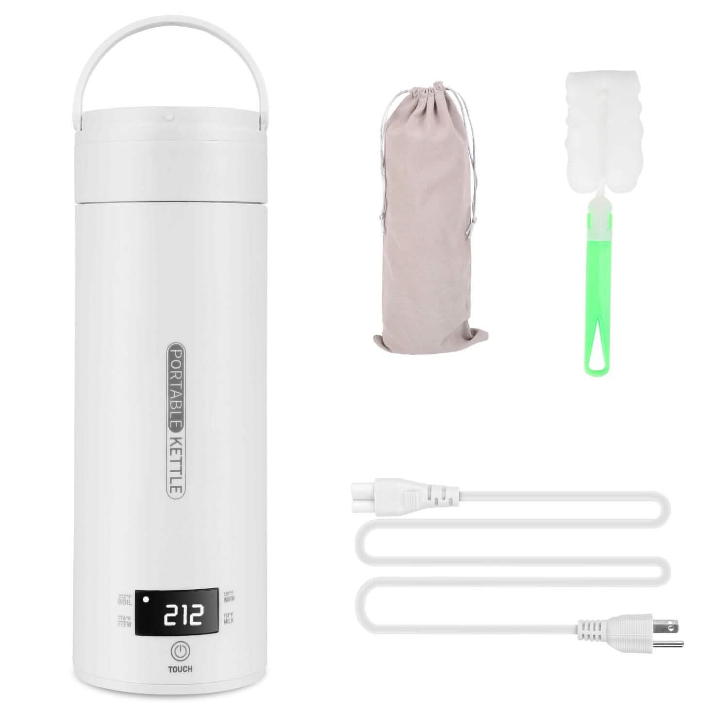 Bouilloire de voyage électrique en acier inoxydable de 17 oz avec 4 modes de température préprogrammés