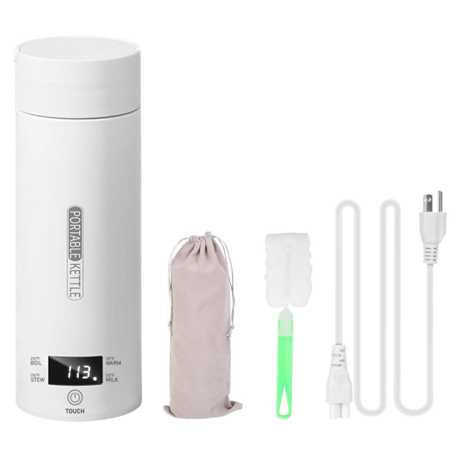 Bouilloire de voyage électrique en acier inoxydable de 17 oz avec 4 modes de température préprogrammés