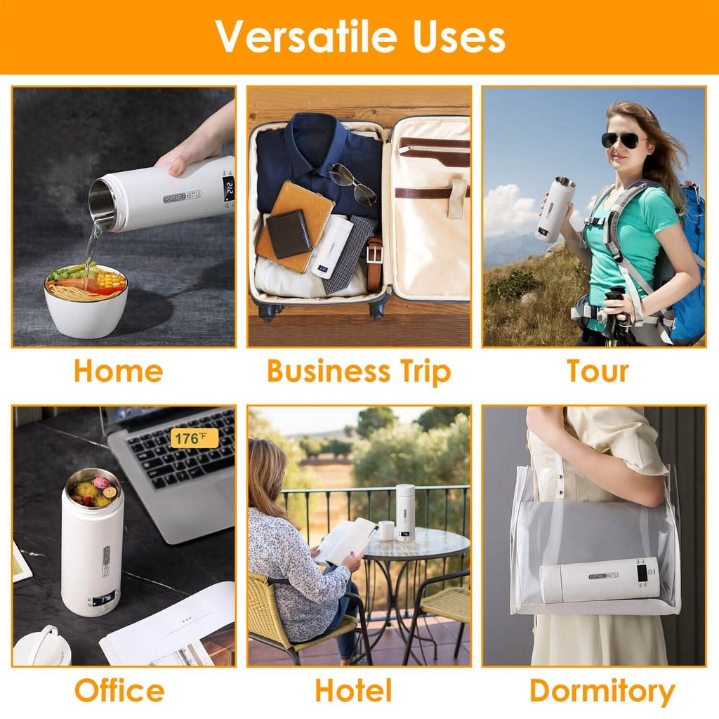 Bouilloire de voyage électrique en acier inoxydable de 17 oz avec 4 modes de température préprogrammés
